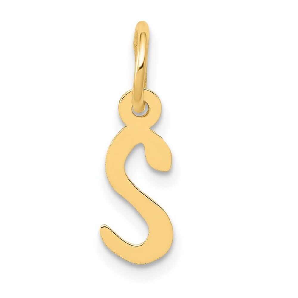 10k Yellow Gold Small Slanted Block Initial S Cha… - image 1